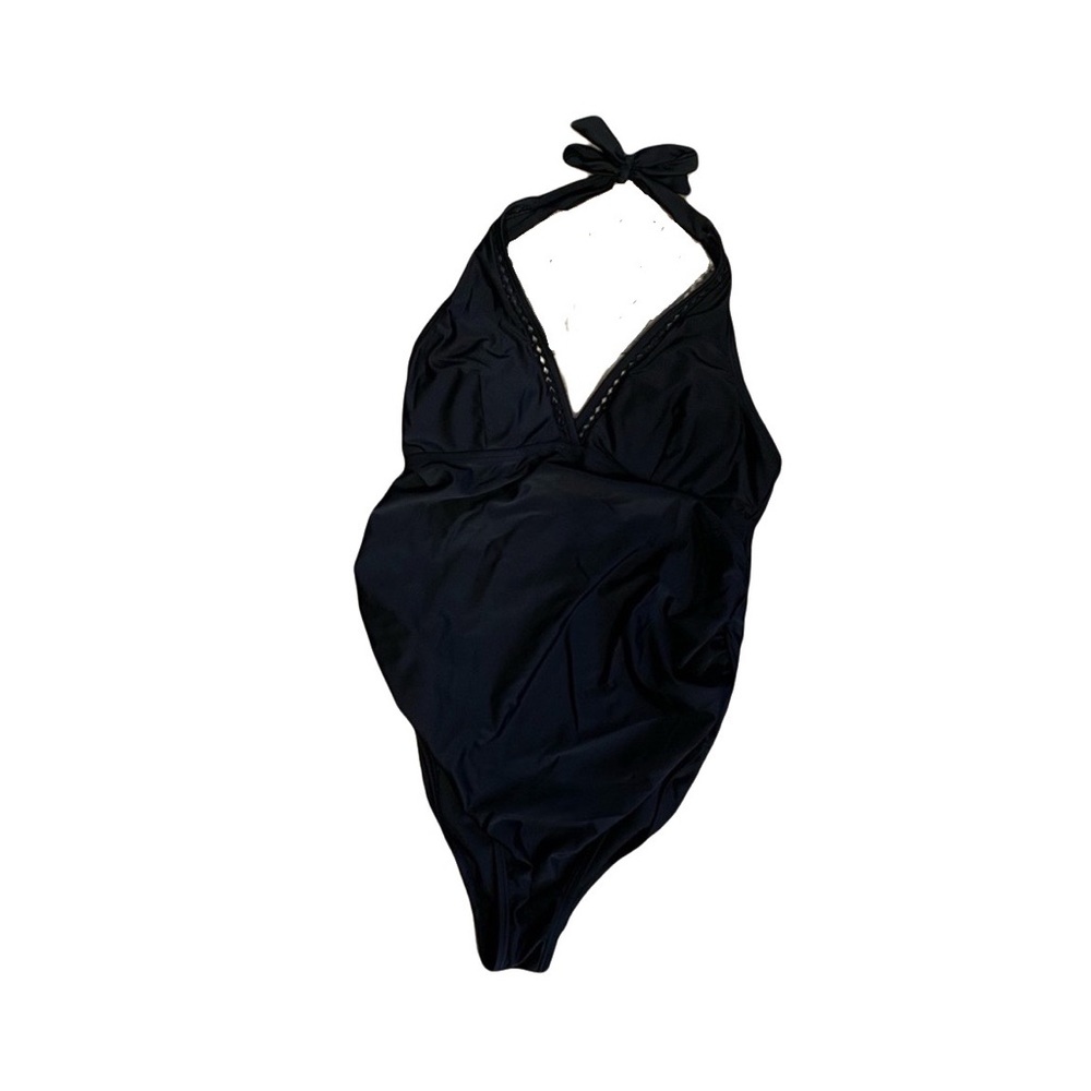Black one piece maternity pregnancy bathing suit size large • worn once